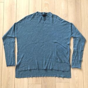 Eileen Fisher Merino Wool Blend Pocket Light Sweater in Light Blue Size XS